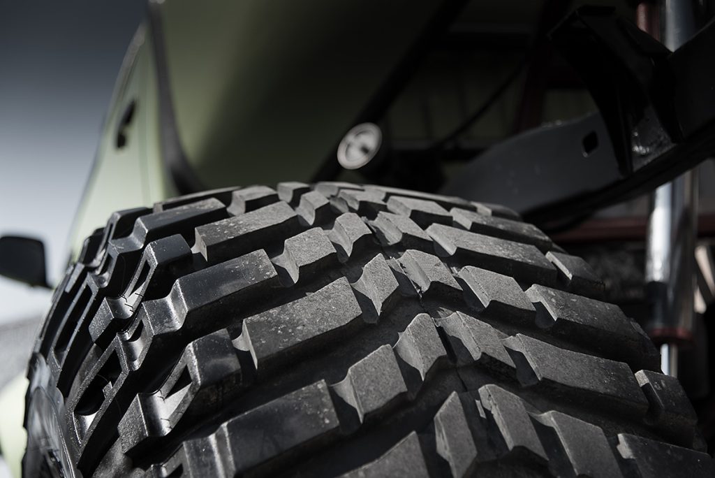 Close-up of a 4WD tyre tread pattern