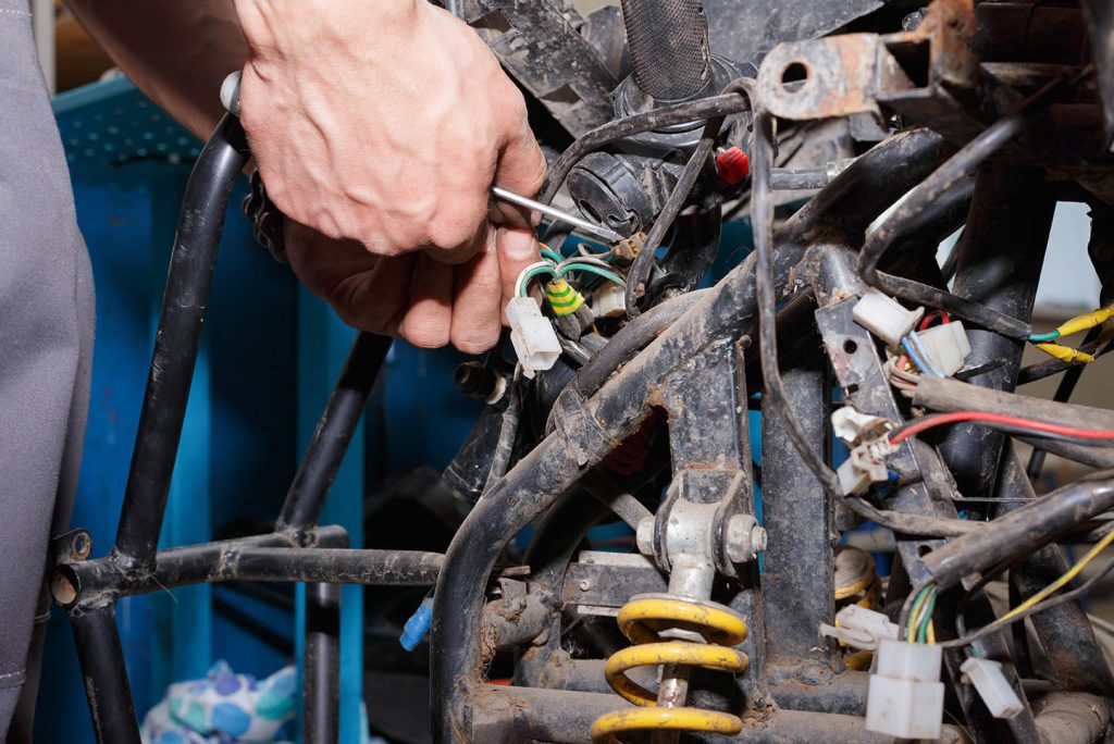 Dismantled 4WD parts in the Oriental 4WD workshop